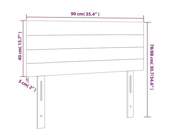 Tăblie de pat cu led, albastru, 90x5x78/88 cm, textil, 6 image