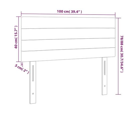 Tăblie de pat cu led, crem, 100x5x78/88 cm, textil, 6 image