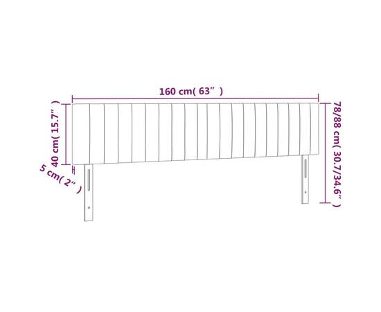 Tăblie de pat cu led, crem, 160x5x78/88 cm, textil, 6 image