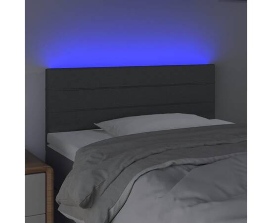 Tăblie de pat cu led, gri închis, 80x5x78/88 cm, textil, 3 image