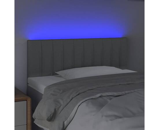 Tăblie de pat cu led, gri deschis, 100x5x78/88 cm, textil, 3 image