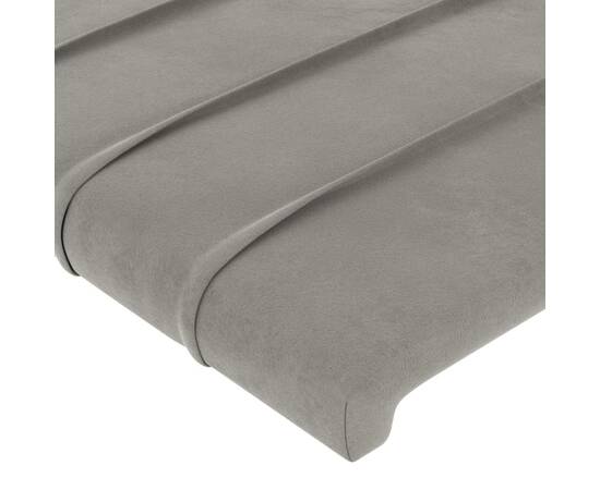 Tăblie de pat cu led, gri deschis, 144x5x78/88 cm, catifea, 5 image