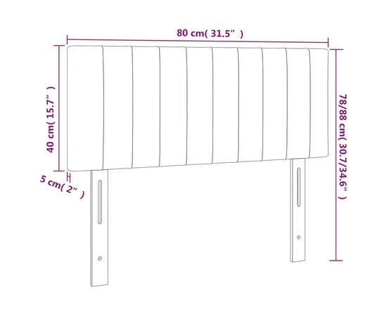 Tăblie de pat cu led, gri deschis, 80x5x78/88 cm, textil, 6 image