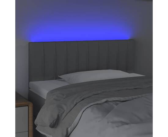 Tăblie de pat cu led, gri deschis, 80x5x78/88 cm, textil, 3 image