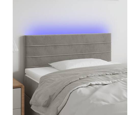 Tăblie de pat cu led, gri deschis, 90x5x78/88 cm, catifea