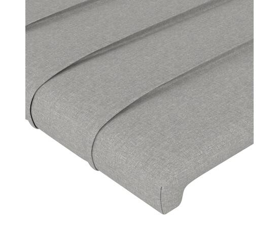 Tăblie de pat cu led, gri deschis, 90x5x78/88 cm, textil, 5 image