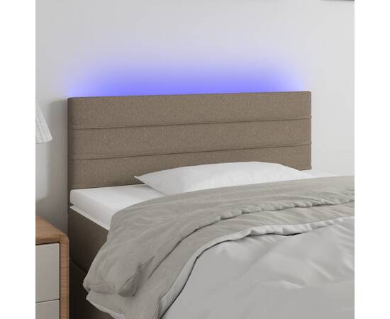 Tăblie de pat cu led, gri taupe, 100x5x78/88 cm, textil