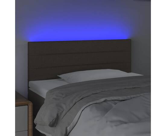 Tăblie de pat cu led, gri taupe, 100x5x78/88 cm, textil, 3 image