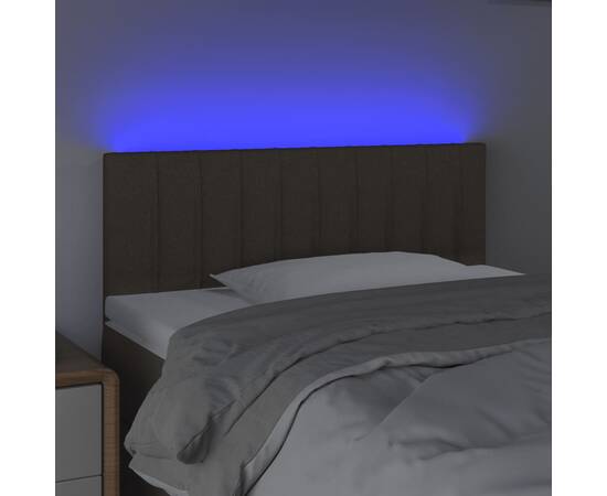 Tăblie de pat cu led, gri taupe, 80x5x78/88 cm, textil, 3 image