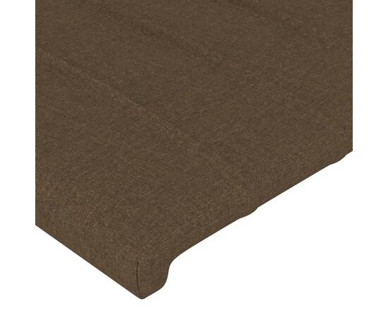 Tăblie de pat cu led, maro închis, 100x5x78/88 cm, textil, 5 image