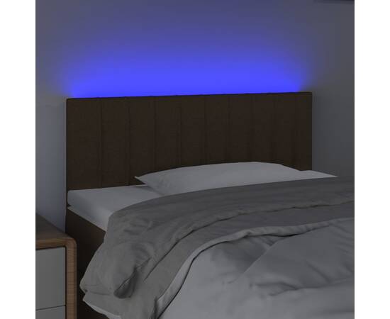 Tăblie de pat cu led, maro închis, 90x5x78/88 cm, textil, 3 image