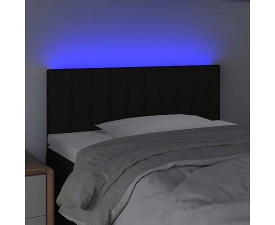 Tăblie de pat cu led, negru, 100x5x78/88 cm, textil, 3 image