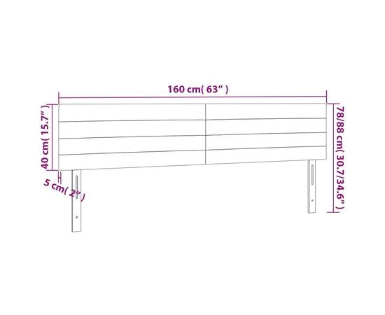 Tăblie de pat cu led, negru, 160x5x78/88 cm, catifea, 6 image