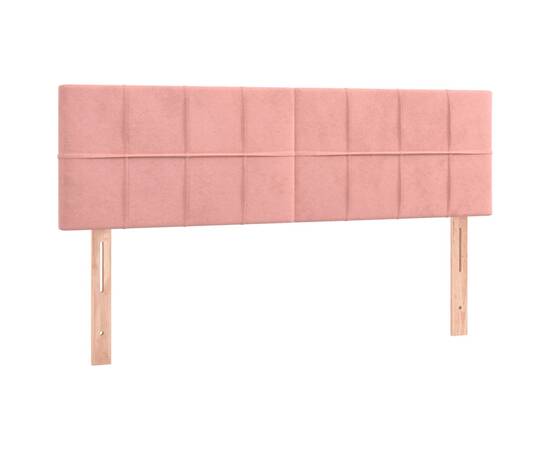 Tăblie de pat cu led, roz, 144x5x78/88 cm, catifea, 4 image