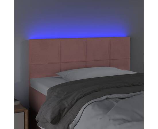 Tăblie de pat cu led, roz, 90x5x78/88 cm, catifea, 3 image
