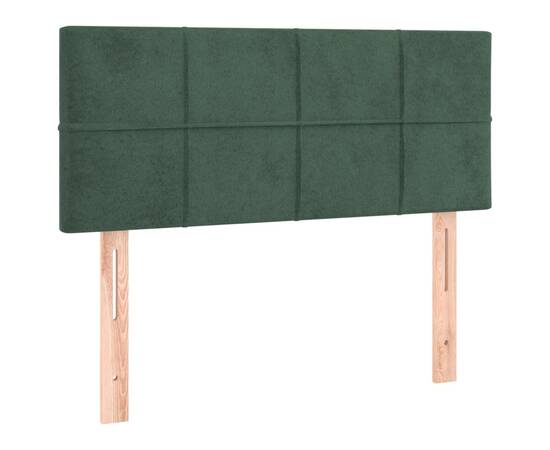 Tăblie de pat cu led, verde închis, 100x5x78/88 cm, catifea, 4 image