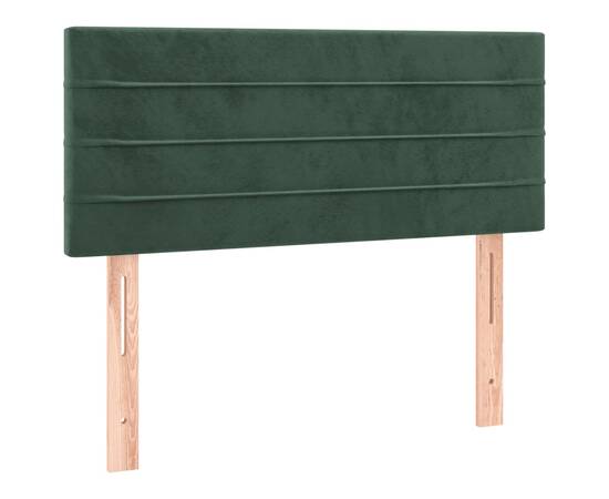 Tăblie de pat cu led, verde închis, 100x5x78/88 cm, catifea, 4 image