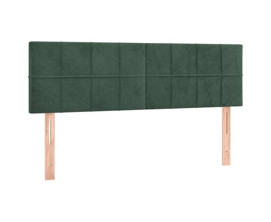 Tăblie de pat cu led, verde închis, 144x5x78/88 cm, catifea, 4 image