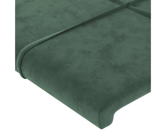Tăblie de pat cu led, verde închis, 144x5x78/88 cm, catifea, 5 image