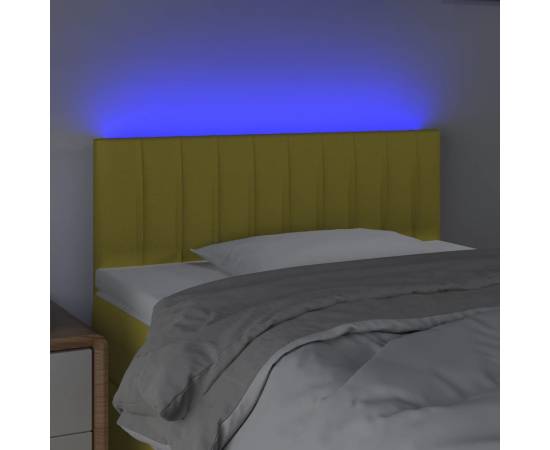 Tăblie de pat cu led, verde, 90x5x78/88 cm, textil, 3 image