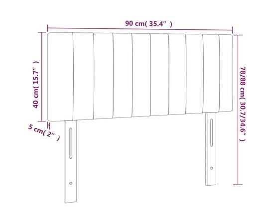 Tăblie de pat cu led, albastru închis, 90x5x78/88 cm, catifea, 6 image