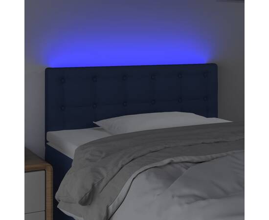 Tăblie de pat cu led, albastru, 90x5x78/88 cm, textil, 3 image