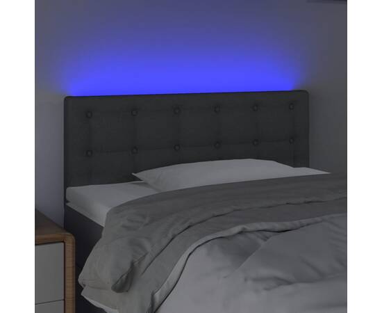 Tăblie de pat cu led, gri închis, 80x5x78/88 cm, textil, 3 image