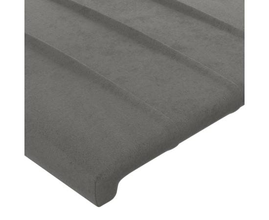 Tăblie de pat cu led, gri deschis, 160x5x78/88 cm, catifea, 5 image