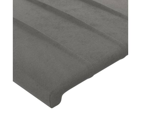 Tăblie de pat cu led, gri deschis, 200x5x78/88 cm, catifea, 5 image
