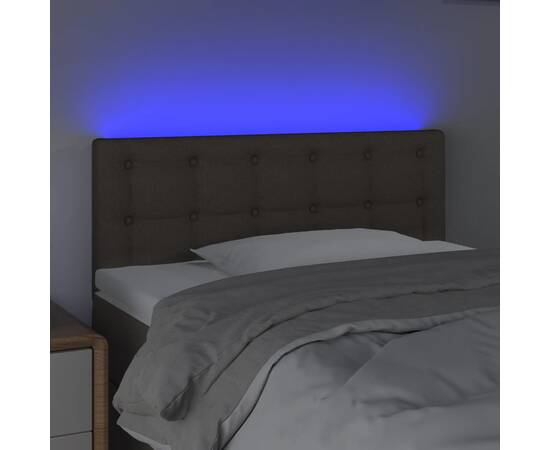 Tăblie de pat cu led, gri taupe, 90x5x78/88 cm, textil, 3 image