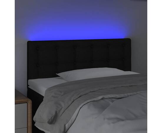 Tăblie de pat cu led, negru, 80x5x78/88 cm, textil, 3 image