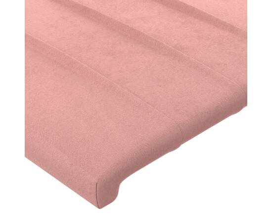 Tăblie de pat cu led, roz, 180x5x78/88 cm, catifea, 5 image