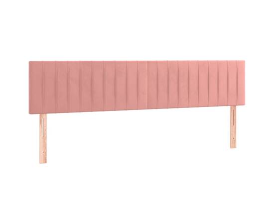 Tăblie de pat cu led, roz, 180x5x78/88 cm, catifea, 4 image