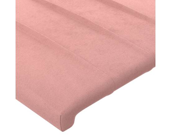 Tăblie de pat cu led, roz, 200x5x78/88 cm, catifea, 5 image