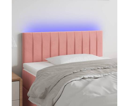 Tăblie de pat cu led, roz, 80x5x78/88 cm, catifea