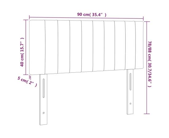 Tăblie de pat cu led, roz, 90x5x78/88 cm, catifea, 6 image