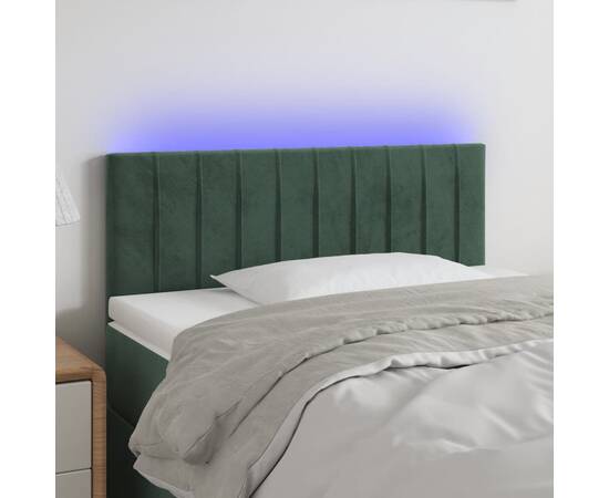 Tăblie de pat cu led, verde închis, 100x5x78/88 cm, catifea