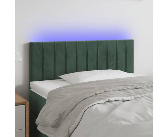 Tăblie de pat cu led, verde închis, 90x5x78/88 cm, catifea