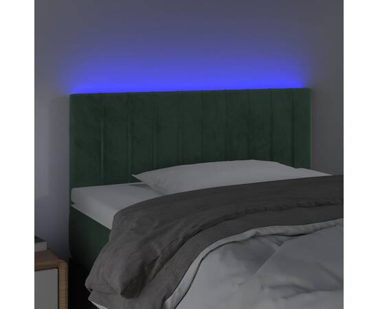 Tăblie de pat cu led, verde închis, 90x5x78/88 cm, catifea, 3 image
