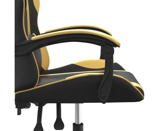 Scaun de gaming pivotant, negru și auriu, piele ecologică, 7 image