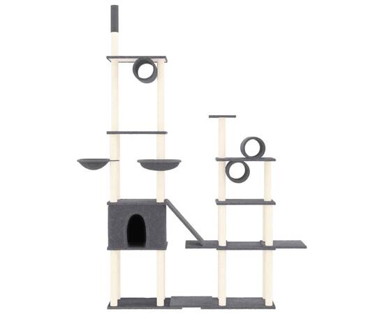 Ansamblu de pisici, stâlpi din funie sisal, gri închis, 279 cm, 3 image
