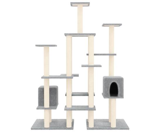 Ansamblu pisici, stâlpi din funie sisal, gri deschis, 145 cm, 3 image