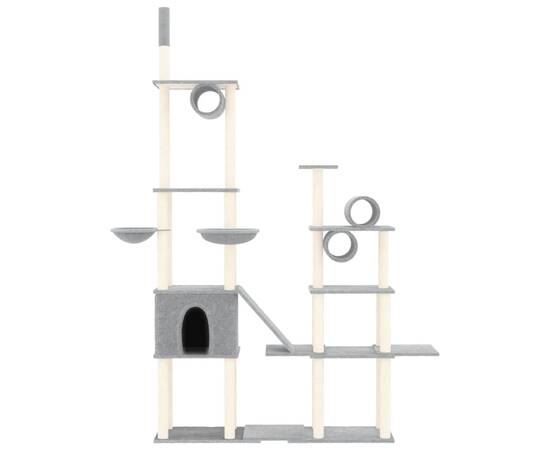 Ansamblu pisici cu stâlpi din funie sisal, gri deschis, 279 cm, 3 image