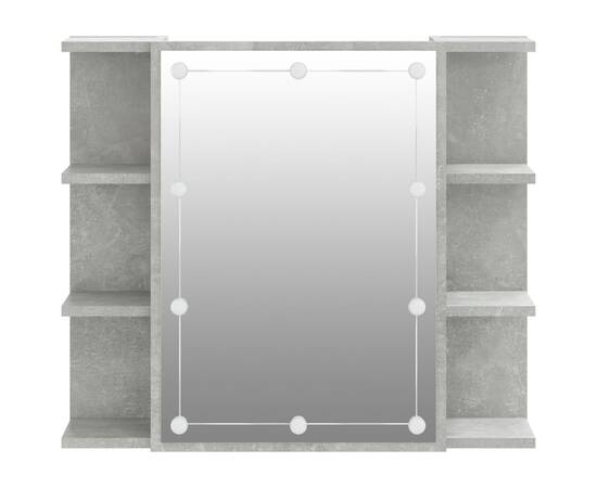 Dulap cu oglindă și led, gri beton, 70x16,5x60 cm, 8 image