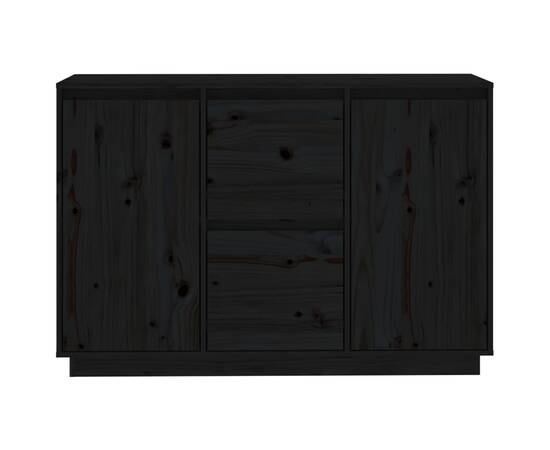 Servantă, negru, 111x34x75 cm, lemn masiv de pin, 6 image