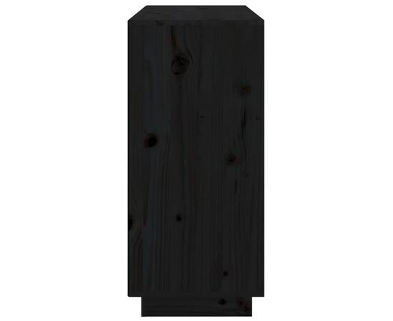 Servantă, negru, 111x34x75 cm, lemn masiv de pin, 7 image
