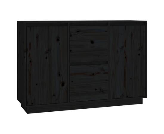Servantă, negru, 111x34x75 cm, lemn masiv de pin, 2 image