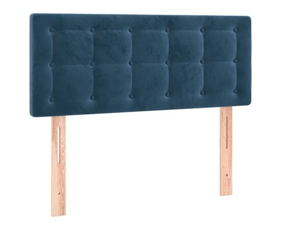 Tăblie de pat cu led, albastru închis, 100x5x78/88 cm, catifea, 4 image