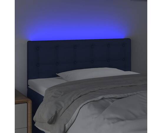 Tăblie de pat cu led, albastru, 100x5x78/88 cm, textil, 3 image