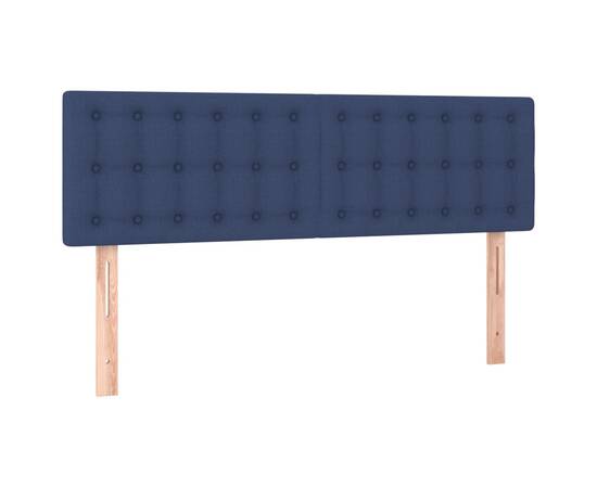 Tăblie de pat cu led, albastru, 144x5x78/88 cm, textil, 4 image